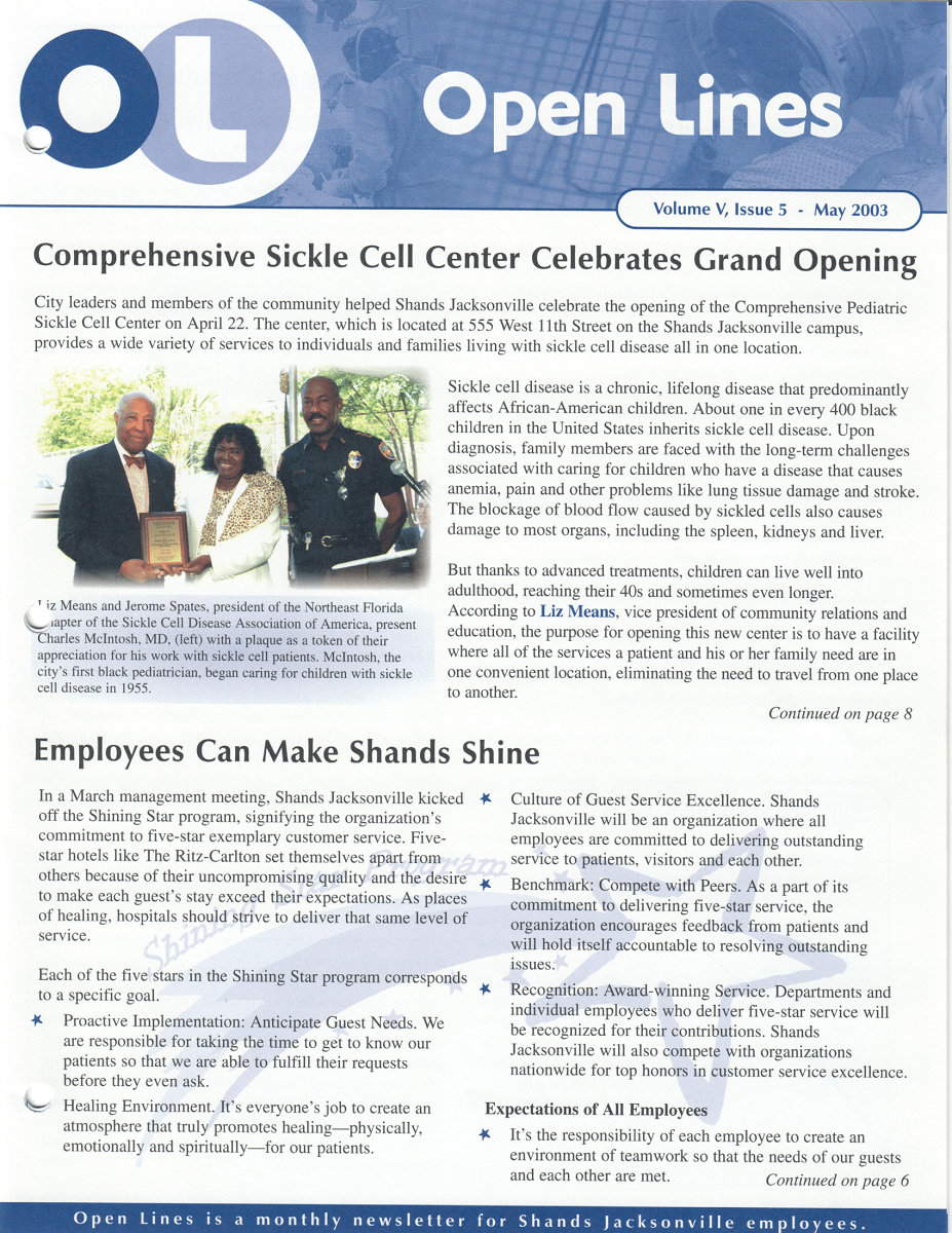2003-05 Open Lines May - Sickle Cell Center Opens-1